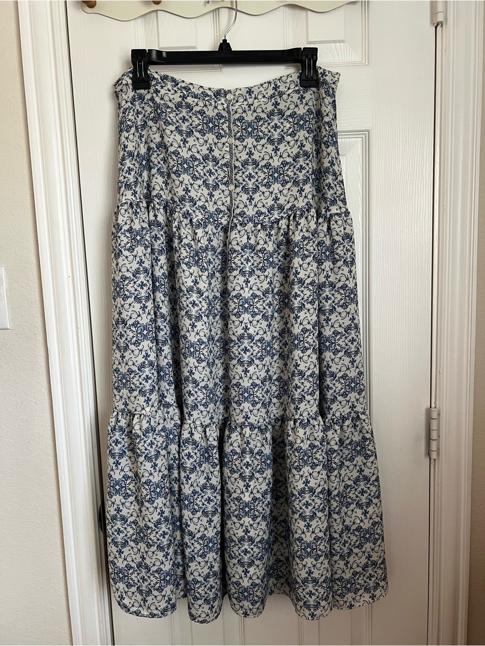 Max Studio Blue and White Floral Maxi Skirt
